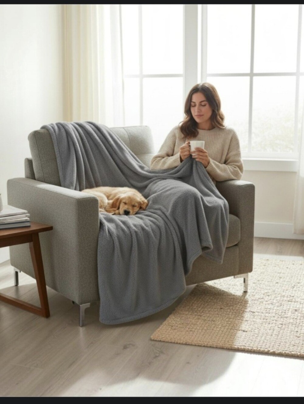 Cozy Plush Sherpa Throw Blanket - GRAY